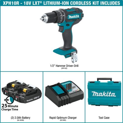  Makita XPH10Z 18V LXT Lithium-Ion Cordless 12 Hammer Driver-Drill (Tool Only)
