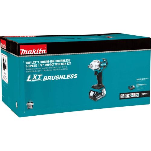  Makita XWT11Z 18V LXT Lithium-Ion Brushless Cordless 3-Speed 12 Impact Wrench, Tool Only,