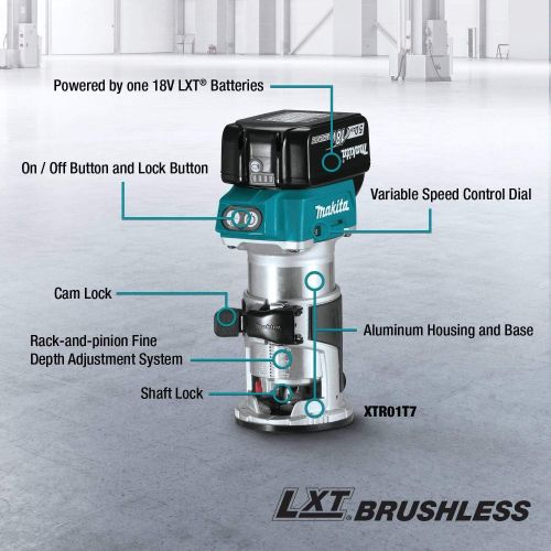  Makita XTR01Z 18V LXT Lithium-Ion Brushless Cordless Compact Router