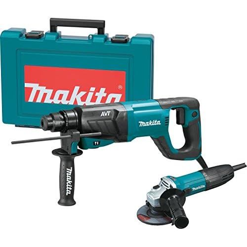  Makita HR2641X1 SDS-PLUS 3-Mode Variable Speed AVT Rotary Hammer with Case and 4-12 Angle Grinder, 1