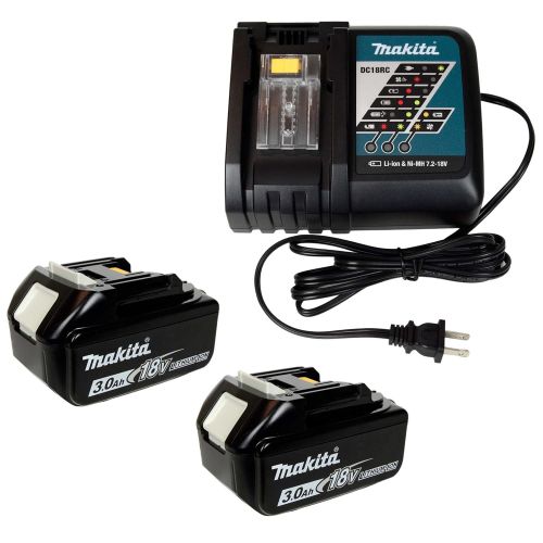  Makita DC18RC 7.2-18V Lithium Ion Battery Charger & (2) BL1830B 18V 3.0Ah Batteries