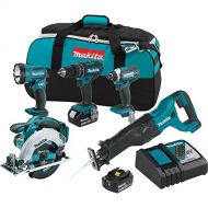 Makita XT505 18V LXT Lithium-Ion Cordless 5-Pc. Combo Kit with 723086-A-A 6 Pc. Recipro Saw Blade Assortment Pack