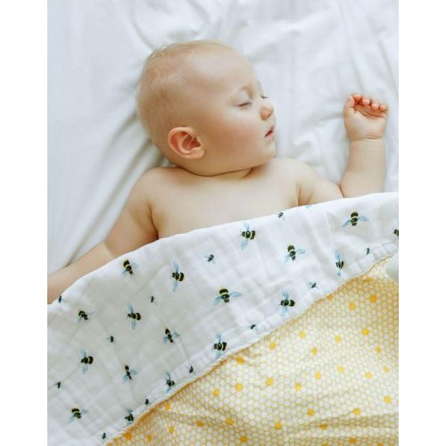  Malabar 100% Organic Cotton Muslin Reversible Oversized, Unisex, Snug Baby Receiving/Stroller Blanket (4-Layer) 47 by 47