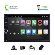 Malanzs Car Radio with GPS Navigation Android 6.0 Marshmallow Quad Core 2GB DDR3 RAM 16GB ROM 7 inch Double Din Bluetooth USB SD Player Backup Camera Frame External Microphone NO DVD