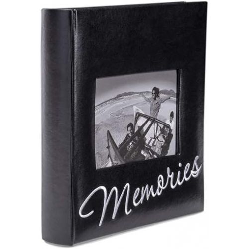  Malden International Designs Memories Cursive 2-Up With Memo Space Photo Album, 160-4x6, Black