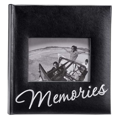  Malden International Designs Memories Cursive 2-Up With Memo Space Photo Album, 160-4x6, Black