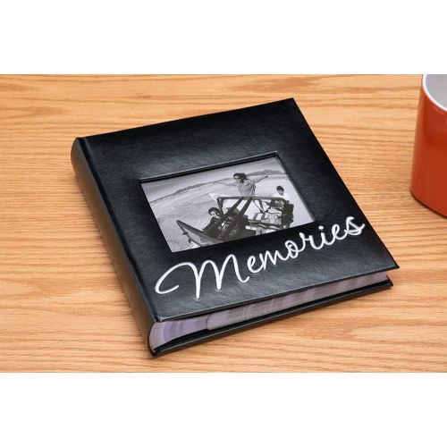  Malden International Designs Memories Cursive 2-Up With Memo Space Photo Album, 160-4x6, Black