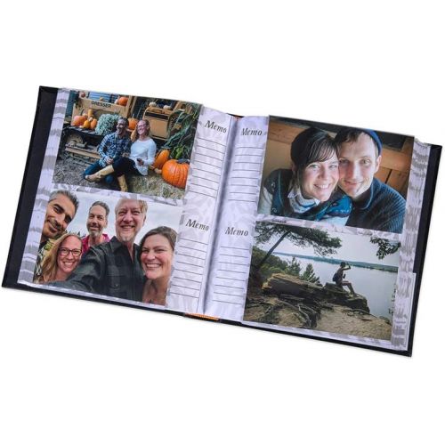  Malden International Designs Memories Cursive 2-Up With Memo Space Photo Album, 160-4x6, Black