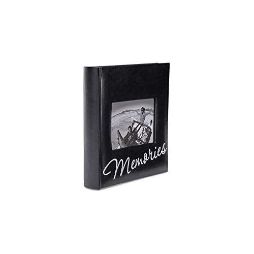  Malden International Designs Memories Cursive 2-Up With Memo Space Photo Album, 160-4x6, Black