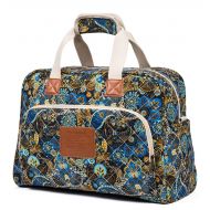 Malirona Canvas Overnight Bag Women Weekender Bag Carry On Travel Duffel Bag Floral (Black Flower)