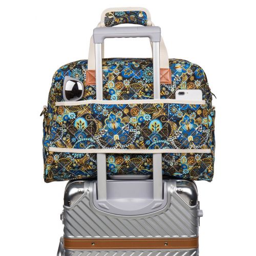  Malirona Canvas Overnight Bag Women Weekender Bag Carry On Travel Duffel Bag Floral (Black Flower)