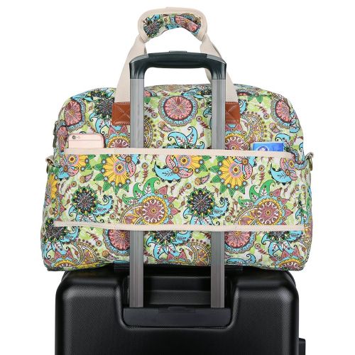  Malirona Canvas Overnight Bag Women Weekender Bag Carry On Travel Duffel Bag Floral (Black Flower)