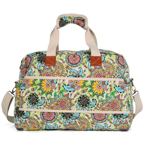  Malirona Canvas Overnight Bag Women Weekender Bag Carry On Travel Duffel Bag Floral (Black Flower)