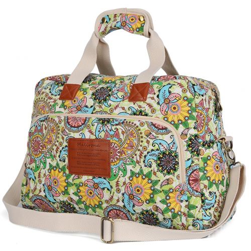  Malirona Canvas Overnight Bag Women Weekender Bag Carry On Travel Duffel Bag Floral Design (Flower)