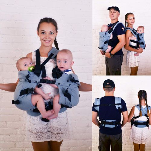  Malishastik Twin Baby Carrier Front Adapt Gray