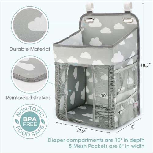  [아마존베스트]Zhenhao Hanging Diaper Caddy Organizer - Diaper Stacker for Changing Table, Crib, Playard or Wall | Nursery Organization & Baby Shower Gifts for Newborn