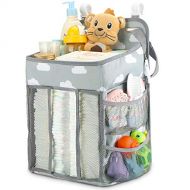 Maliton Hanging Diaper Caddy Organizer - Diaper Stacker for Changing Table, Crib, Playard or Wall & Nursery Organization Baby Shower Gifts for Newborn （Gray Cloud）