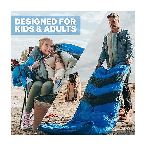  MalloMe Sleeping Bags for Adults Cold Weather & Warm - Backpacking Camping Sleeping Bag for Kids 10-12, Girls, Boys - Lightweight Compact Camping Gear Must Haves Hiking Essentials Sleep Accessories