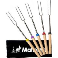 MalloMe Smores Sticks for Fire Pit Long - Marshmallow Roasting Sticks Smores Kit - Smore Skewers Hot Dog Fork Campfire Cooking Equipment, Camping Essentials S'mores Gear Outdoor Accessories 32