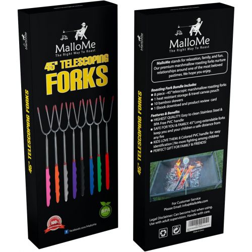  [아마존 핫딜] [아마존핫딜]MalloMe Premium Marshmallow 45-inch Roasting Sticks Set of 8 Smores Skewers & Hot Dog Fork | Extending Patio Fire Pit Camping Cookware Campfire