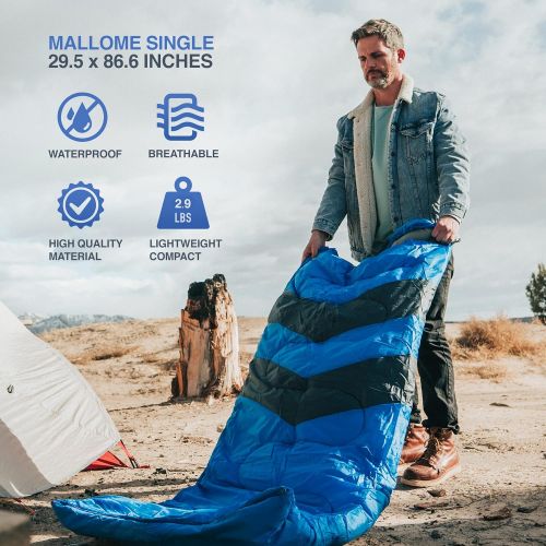  MalloMe Camping Sleeping Bag - 3 Season Warm & Cool Weather - Summer, Spring, Fall, Lightweight, Waterproof for Adults & Kids - Camping Gear Equipment, Traveling, and Outdoors