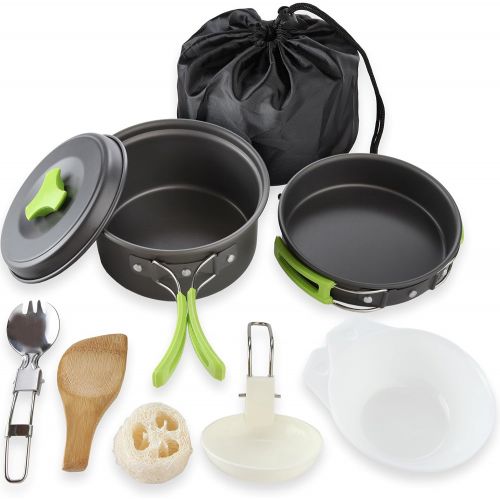  MalloMe Camping Cookware Mess Kit Gear  Camp Accessories Equipment Pots and Pans Set