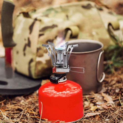  MalloMe Camping Camp Stove Backpacking Stoves Pocket Rocket Backpack Portable Fuel Burner Lightweight Portable Outdoor Accessories Gear with Piezo Ignition, Survival Kit for Emergency, H