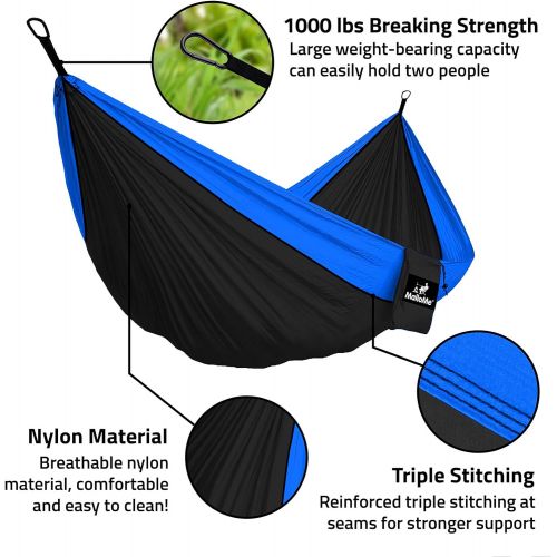  MalloMe Hammock - Camping Hammocks - Portable Hammock Kids Hammock Outdoor Hammock - Hamaca Double Hammock - 2 Person Hammock Tree Hammock - Hamock Travel Hammock - Backpacking Ham