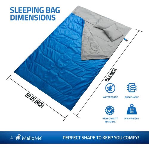  MalloMe Sleeping Bags for Adults & Kids - Ultralight Backpacking Sleeping Bag for Hiking Cold Weather & Warm - Lightweight Compact Camping Gear Equipment Summer & Winter - Girls Bo