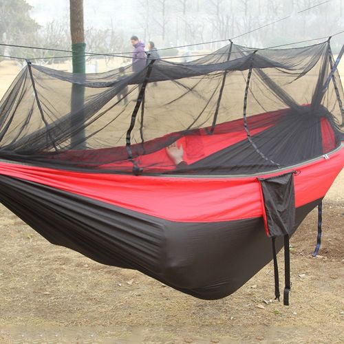  MalloMe JYUAN Camping Hammock with Mosquito Net, Single Double Parachute Nylon Hammocks for Backpacking Travel Camping Beach Yard