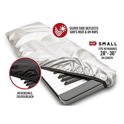  Maloney StageGear Covers Maloney StageGear Piano Keyboard Dust Cover for 49 Key Keyboards - Reversible Black Nylon Keeps it Free from Dust, Dirt, Moisture; Silver Reflective Material Protects from Sun - Sm