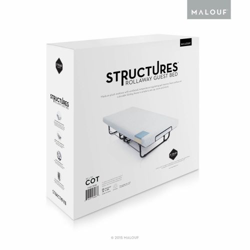  MALOUF Structures Rollaway Folding Guest Bed with Gel Memory Foam Mattress
