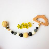 /Maloyakids Silicone bead wooden cloud clip-on grasping toy for teething baby, newborn and baby gift, Tranquil Teether Clip from maloya kids