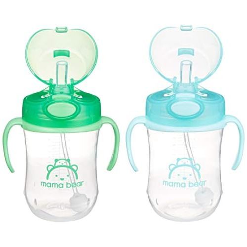  [아마존베스트]Amazon Brand - Mama Bear Weighted Straw Sippy Cup (Pack of 2)