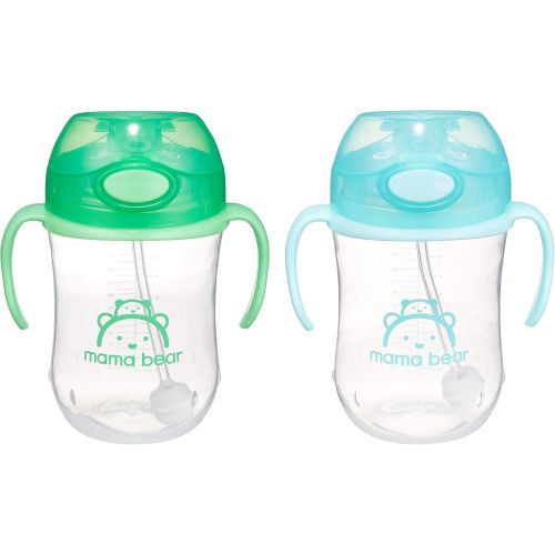  [아마존베스트]Amazon Brand - Mama Bear Weighted Straw Sippy Cup (Pack of 2)
