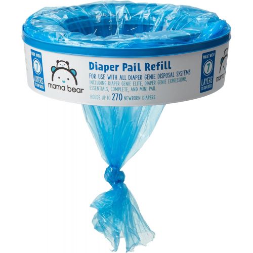  Amazon Brand - Mama Bear Diaper Pail Refills for Diaper Genie Pails, 1080 Count (Pack of 4)