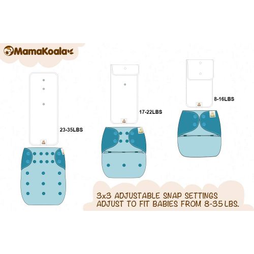  [아마존베스트]Mama Koala One Size Baby Washable Reusable Pocket Cloth Diapers, 6 Pack with 6 One Size Microfiber...