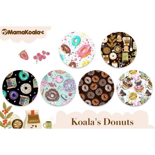  Mama Koala One Size Baby Washable Reusable Pocket Cloth Diapers, 6 Pack Nappies with 6 One Size Microfiber Inserts (Koalas Donuts)