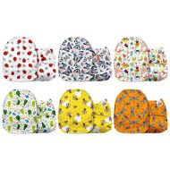 Mama Koala One Size Baby Washable Reusable Pocket Cloth Diapers, 6 Pack Nappies with 6 One Size Microfiber Inserts (Wings & Things)