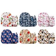 Mama Koala One Size Baby Washable Reusable Pocket Cloth Diapers, 6 Pack Nappies with 6 One Size Microfiber Inserts (Nihon Story)