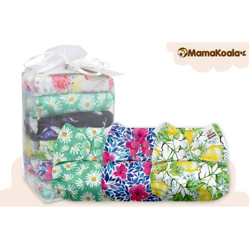  Mama Koala One Size Baby Washable Reusable Pocket Cloth Diapers, 6 Pack Nappies with 6 One Size Microfiber Inserts (Wonder Land)