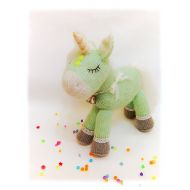 MamaKlaraDolls Unicorn Unicorn toy Unicorn art Unicorn knitted Gift for the baby Birthday present Soft toyUnicorn asleep Unicorn Mint Color Handmade Toy