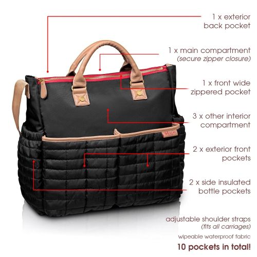  Diaper Bag- by Maman - with Matching Changing Pad - Stylish Designer Tote for Moms - for Baby Boys...