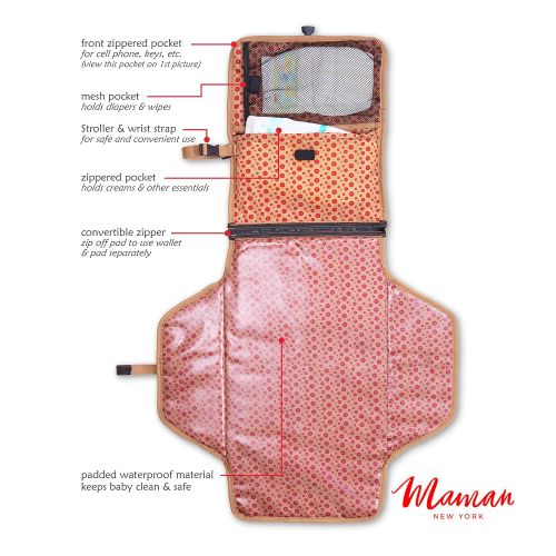  Maman MAMAN Portable Changing Pad Station - Waterproof Cushioned Diaper Changing Mat Organizer for...