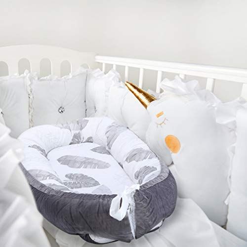  [아마존베스트]Mamibaby Baby Nest, Baby Lounger Leaves Portable Super Soft Organic Cotton and Breathable Newborn Lounger- Perfect for Co-Sleeping