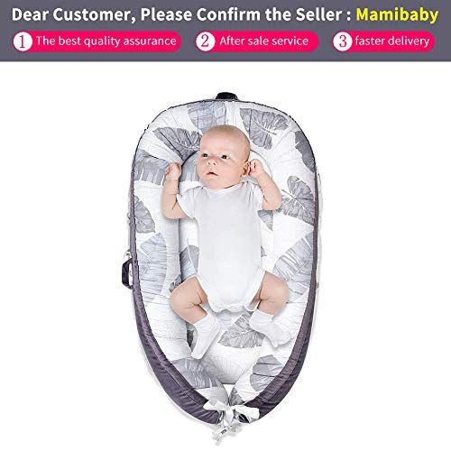  [아마존베스트]Mamibaby Baby Nest, Baby Lounger Leaves Portable Super Soft Organic Cotton and Breathable Newborn Lounger- Perfect for Co-Sleeping