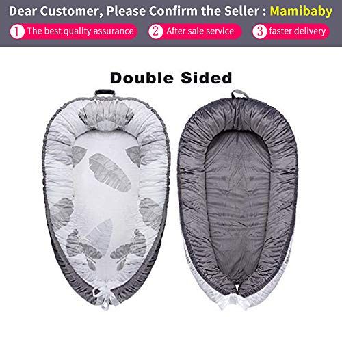  [아마존베스트]Mamibaby Baby Nest, Baby Lounger Leaves Portable Super Soft Organic Cotton and Breathable Newborn Lounger- Perfect for Co-Sleeping