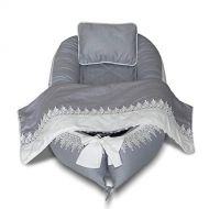 [아마존베스트]Mamibaby Baby Lounger, Baby Nest Lace Portable Super Soft Organic Cotton and Breathable Newborn Lounger 4 Pcs Set/Gray - Perfect for Co-Sleeping