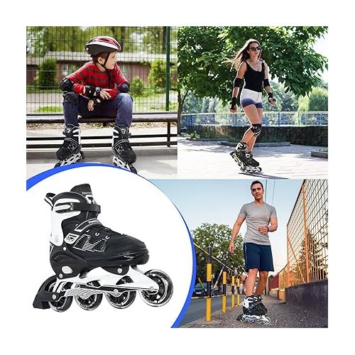  MammyGol Adult Inline Skates for Men Women, Blades Roller with Carbon Steel Bearings, TPR Brake, 3D Mesh, EVA Lining, PVC Upper | Adjustable Size for Better Fit for Skating Enthusiasts