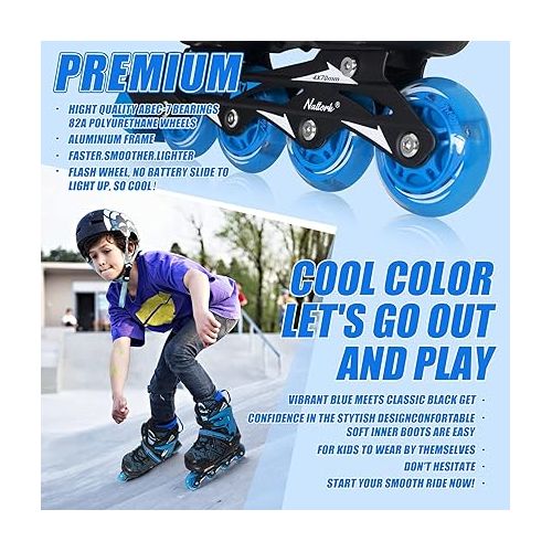  MammyGol Adjustable Inline Skates for Kids,Roller Skates with Featuring All Illuminating Wheels - Beginner Skates for Girls and Boys,Youth Teens